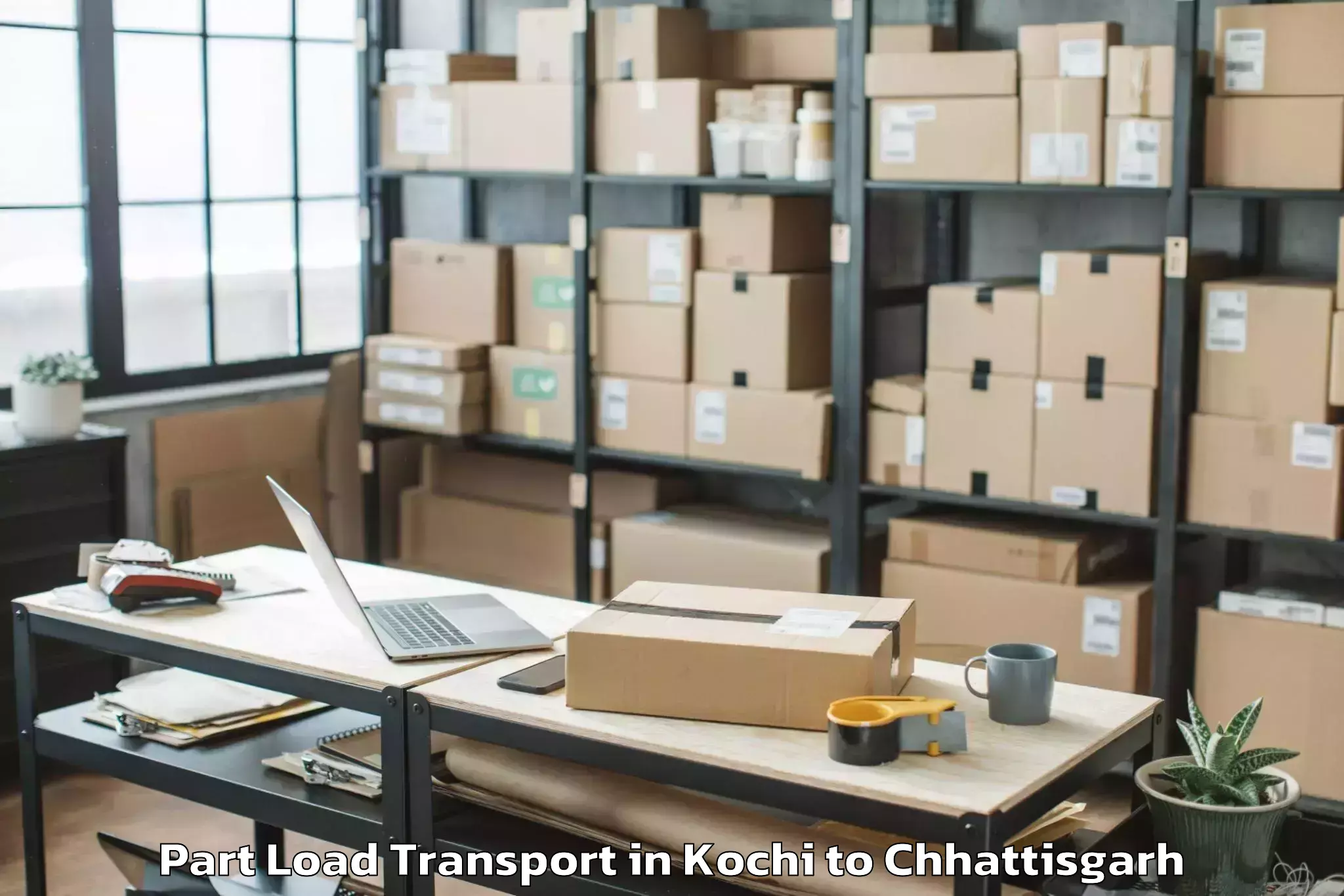 Professional Kochi to Udaipur Dharamjaigarh Part Load Transport